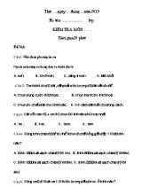 Đề kiểm tra 15 phút môn Vật lí Lớp 6 - Năm học 2019-2020